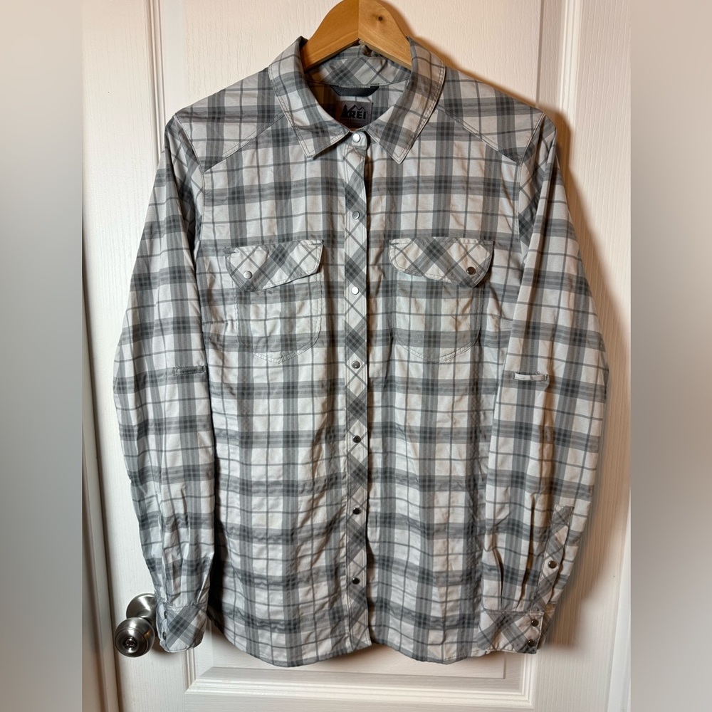 REI Gray Checkered Men’s   Shirt Sz L